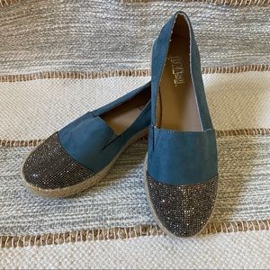 BRASH Blue Suede Espadrilles Shoes